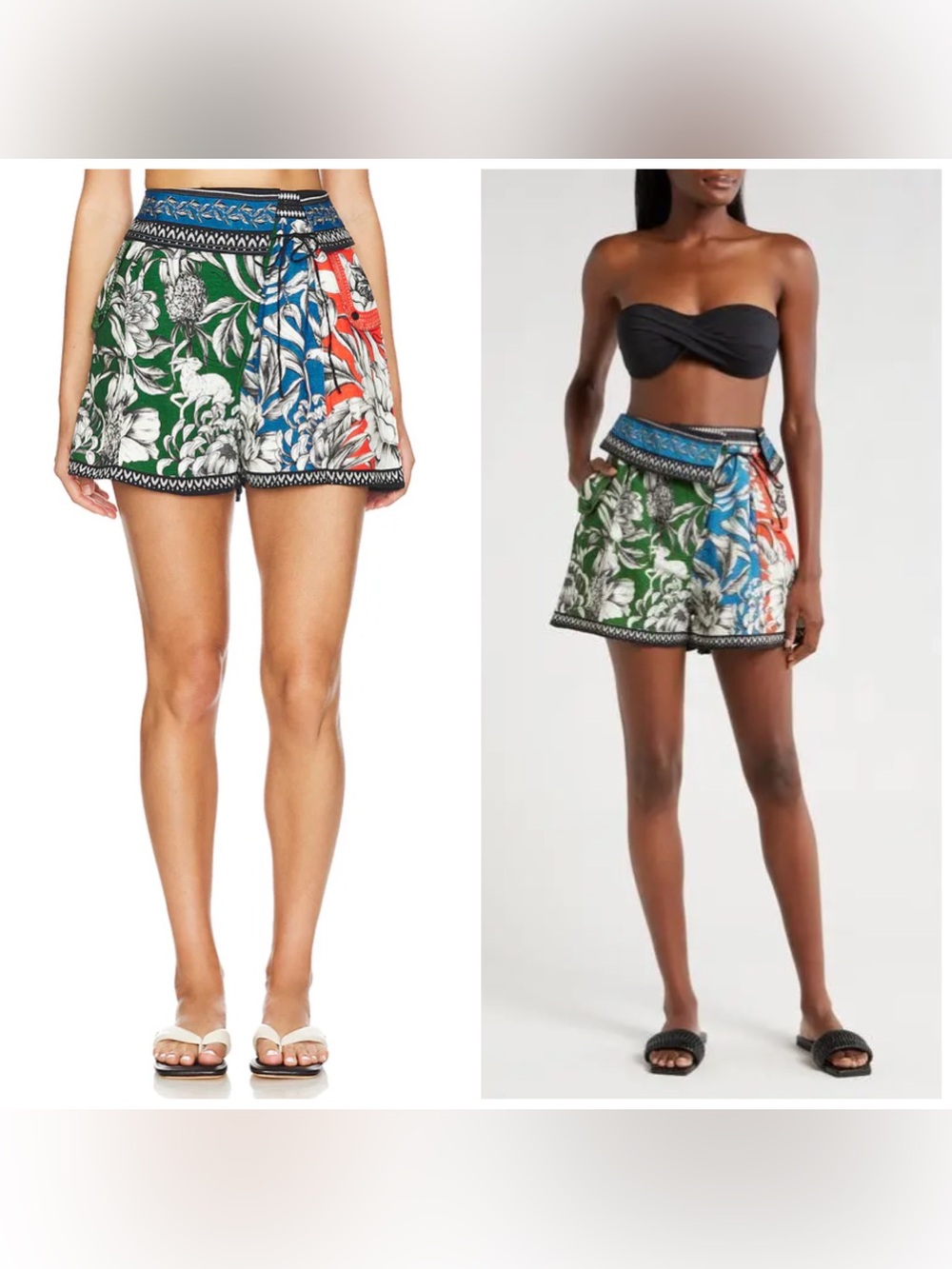Agua Bendita Sophie Linen Blend Shorts Colorblock Medium